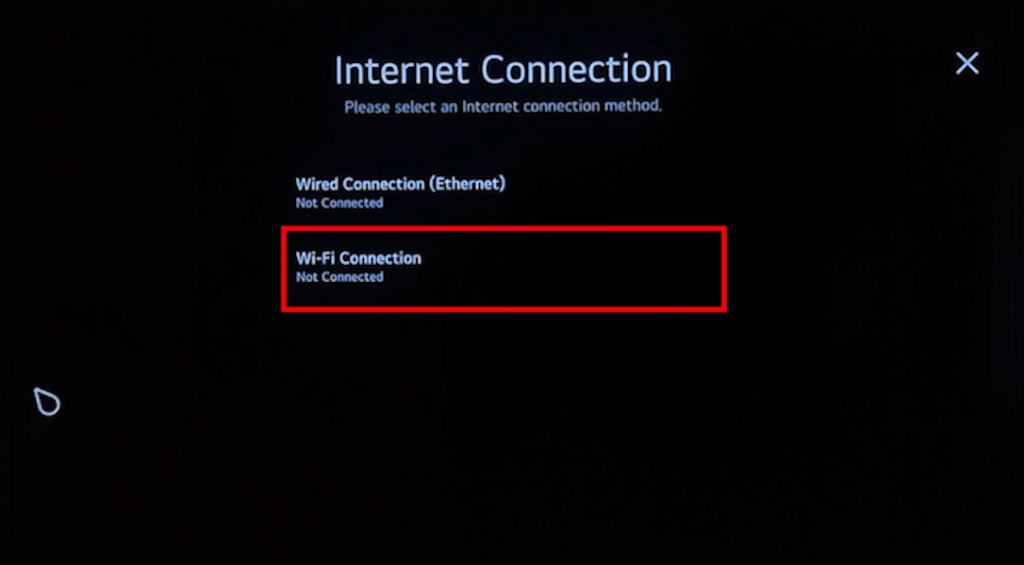 Select WiFi Connection on your LG TV