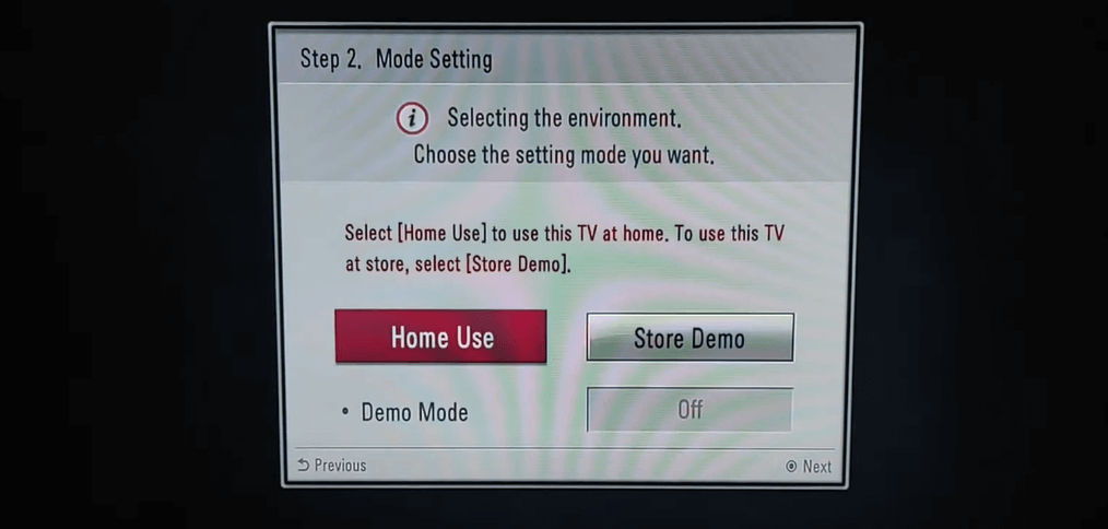 Select the Mode setting and setup your LG NetCast TV