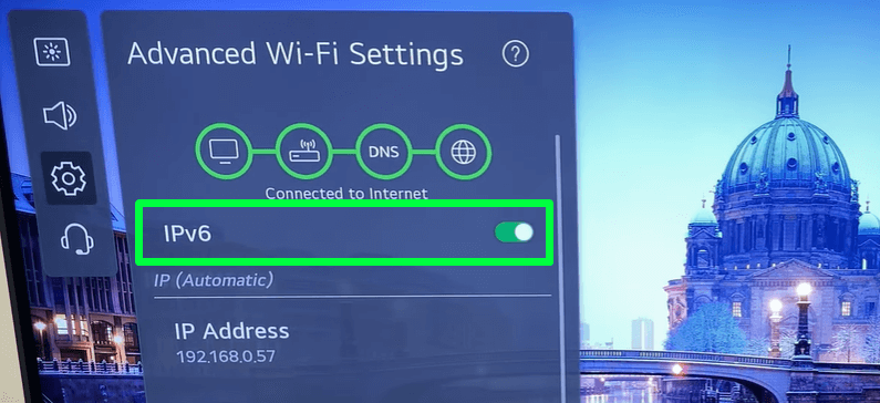 Turn on IPV6 toggle on LG TV