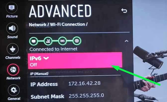 Turn on IPv6 on LG Smart TV