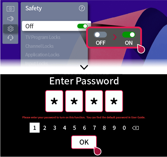 Enable Safety to turn on Parental Controls on LG Smart TV