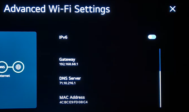 Mac address on LG TV