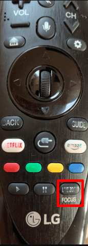 Press the Focus/Live Zoom button on LG Magic Remote