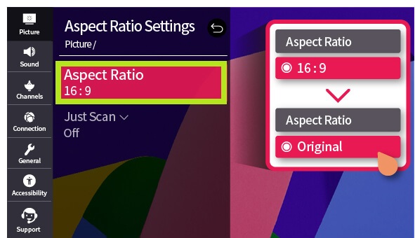 Tap Aspect Ratio on LG TV 
