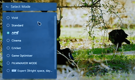 Select any picture mode on your LG TV