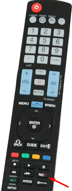 Press the Rec Record button on LG TV remote