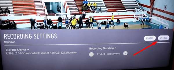 Click on the Record option on LG TV