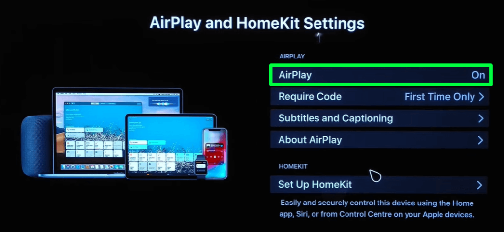 Turn on AirPlay on your LG TV