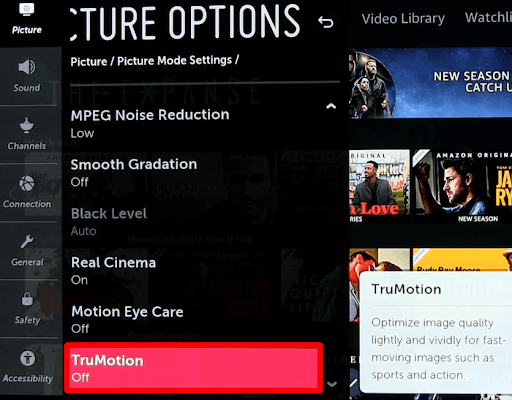 Turn off the Tru Motion feature on your LG TV