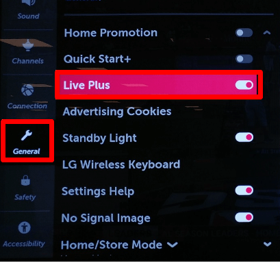 Turn off the Live Plus option on LG TV to stop your screen flickering issue