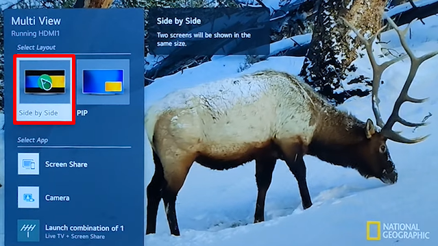 Click on Side by Side to perform Split Screen on LG TV