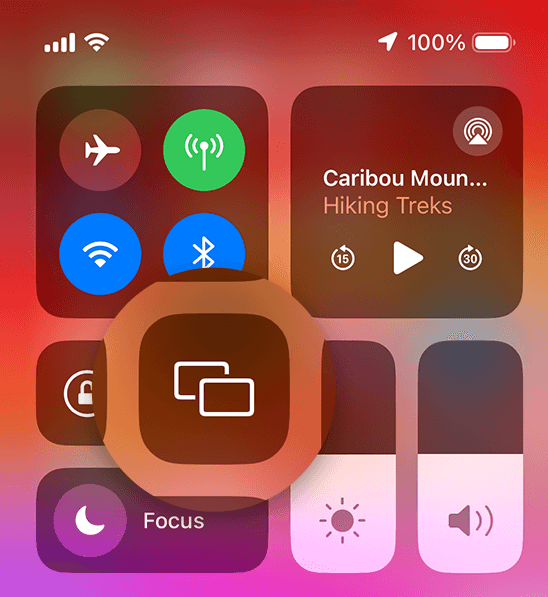 Click the Screen Mirroring icon on iPhone