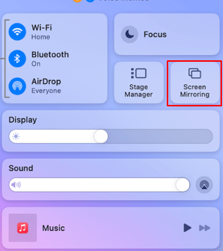 Click Screen Mirroring icon on Mac