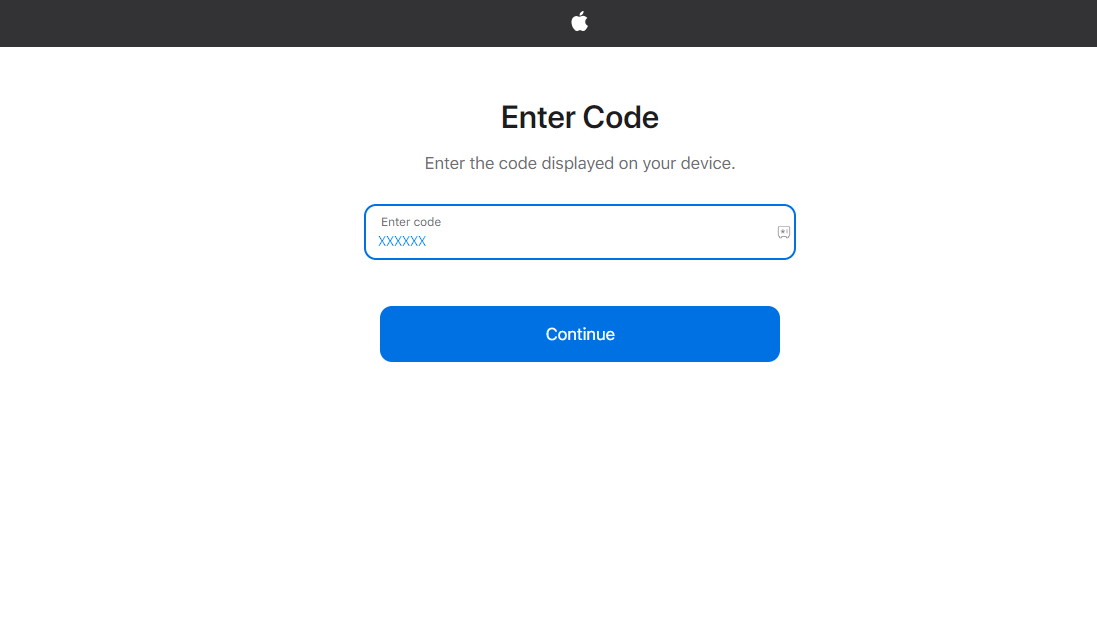 Apple TV on LG TV - Enter the activation code