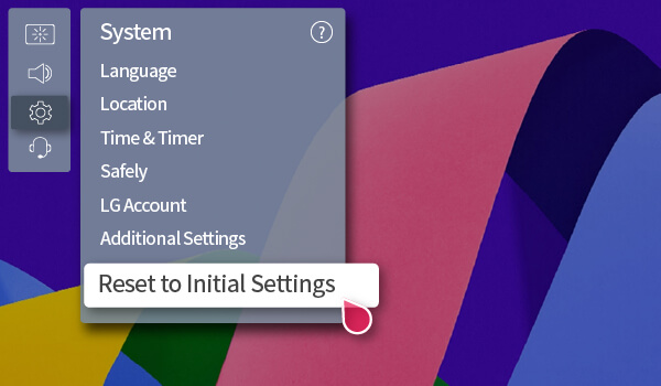 Factory reset your LG TV to resolve the horizontal lines on screen