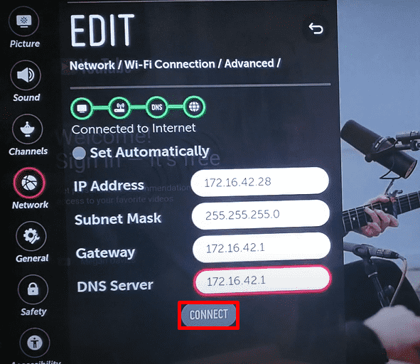 Change the DNS address on LG TV