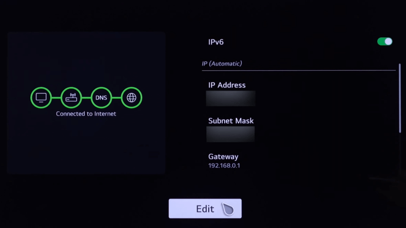 Edit the DNS address to fix the LG TV that is not connecting to WIFI