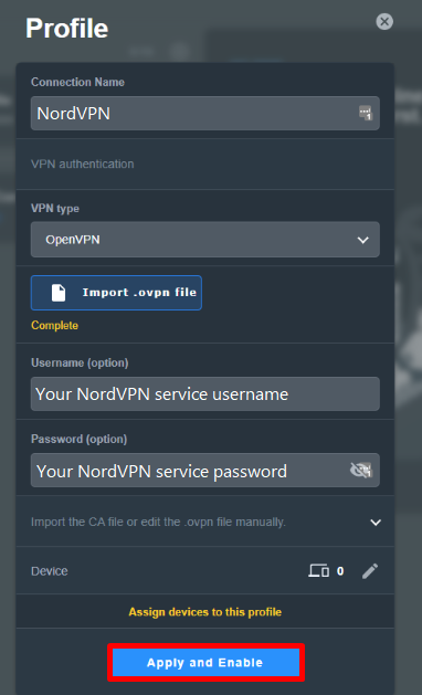 Click Apply and enable to finish the setup process to get NordVPN on LG TV