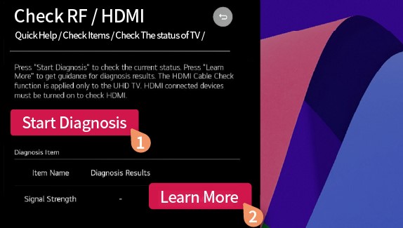 Test the condition of the cable on LG TV