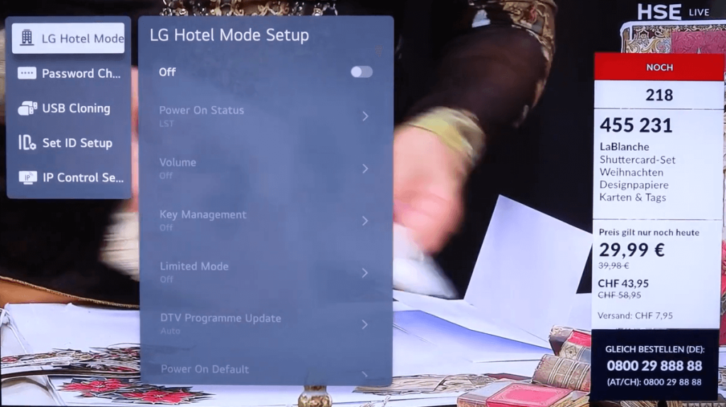 Disable Hotel Mode on LG TV