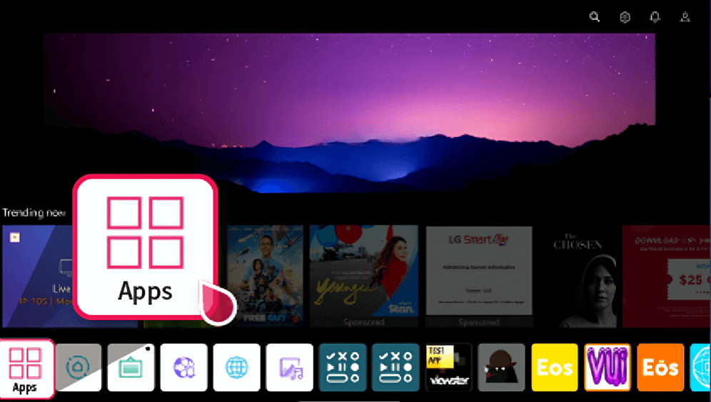 Select Apps/LG Content Store to install Fubo on LG TV