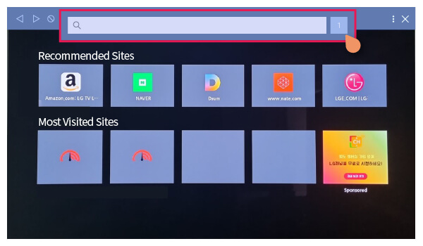 Enter the Chrome URL on the LG TV web browser