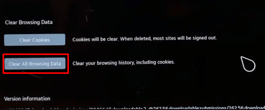 LG TV Browser Not Working - Select Clear All Browsing Data