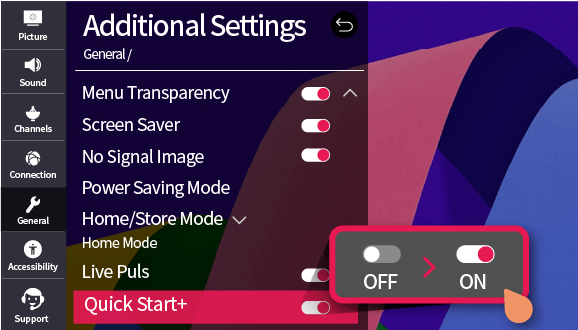 Turn off Quick Start + on LG TV