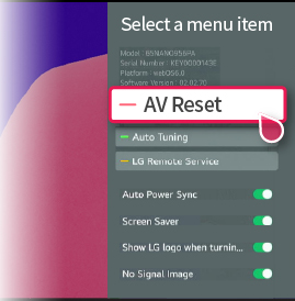 Perform a AV reset to fix the LG TV showing half screen black issue