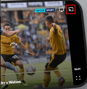 Tap on Cast icon to watch Optus Sport on LG TV using Android