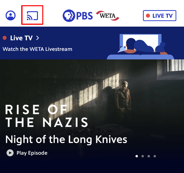 PBS on LG TV - Choose the Cast icon