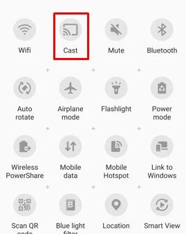 Select Cast on Notification Panel on Android
