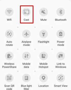 Select Cast on Notification Panel on Android