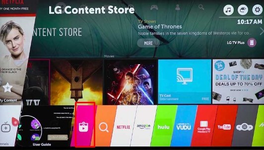 Select LG Content Store on LG TV 