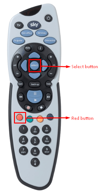 Press the Select and red button together