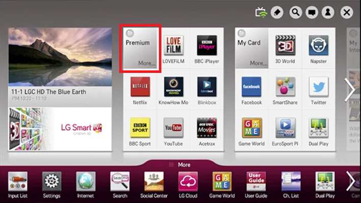 Open Premium Apps and install GLWiZ on LG Smart TV