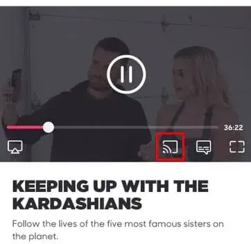 Click on the Cast Icon on the Hayu mobile app