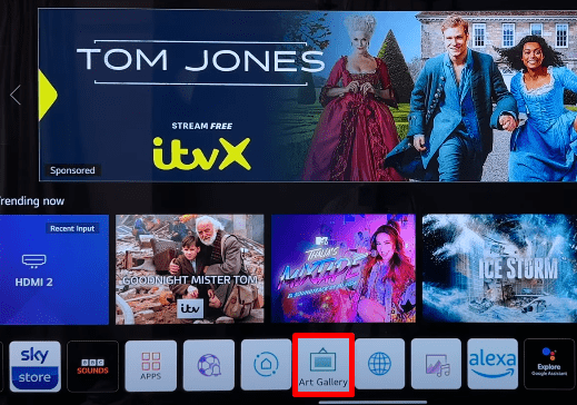 Open Gallery Mode on LG Smart TV to set Wallpaper