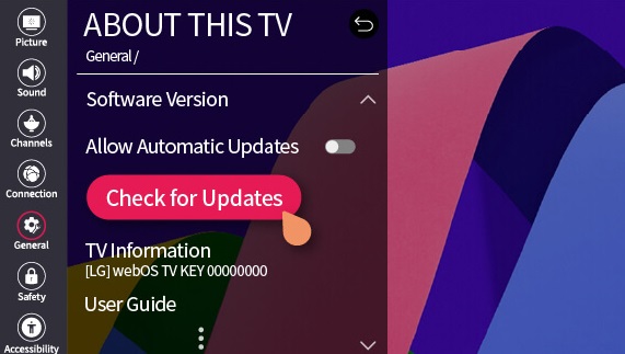 Update your LG TV to fix the error code 202 problem