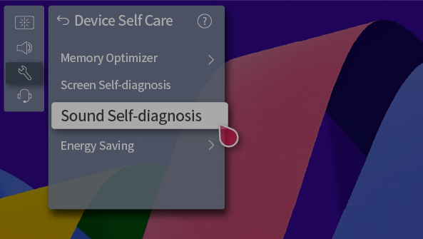 Choose Sound Self-Diagnosis option on LG TV