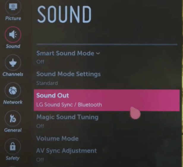 Change the audio output to fix the no sound issue on LG TV