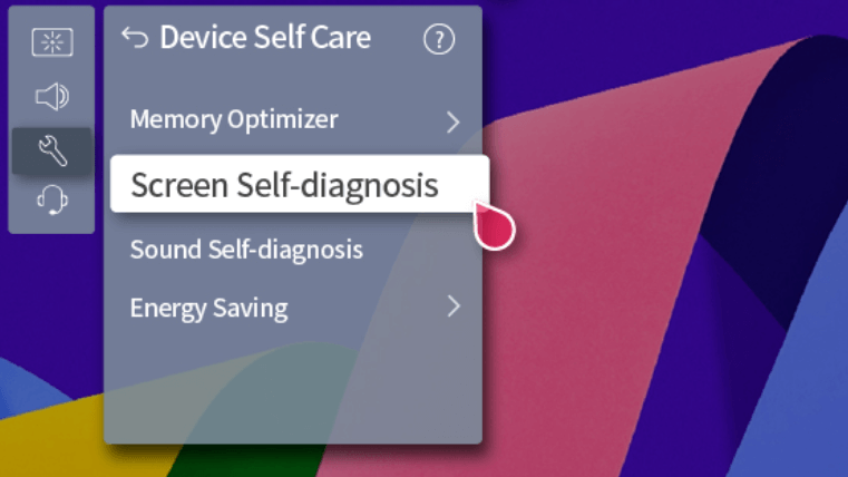 Take a Screen Self-Diagnosis test to fix the LG TV Pink Screen problem