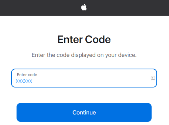 Enter the code and activate Apple TV on LG TV