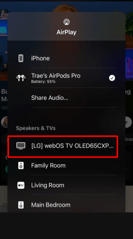 AirPlay Mubi on LG TV