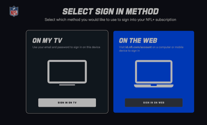 Choose On My TV or On The Web to activate NFL on LG TV