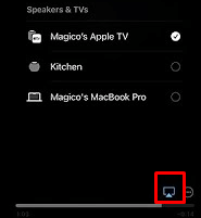 STV Player on LG TV - Select the AirPlay option