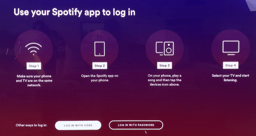 Spotify app login screen