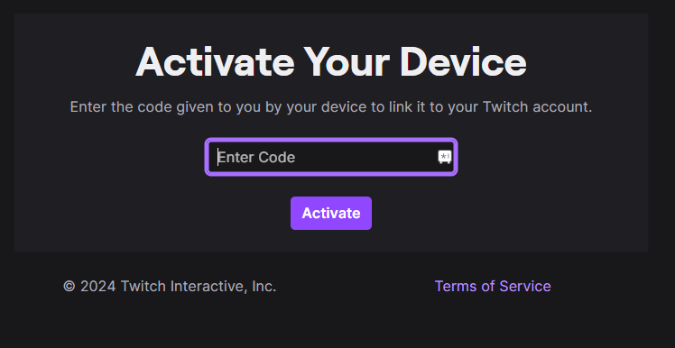 Enter the code and activate Twitch on LG TV