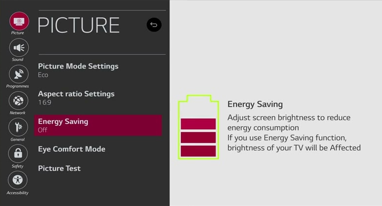 Disable Energy Saving Mode