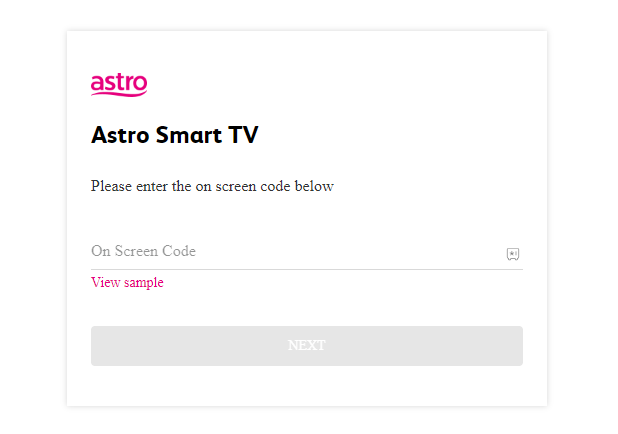 Enter the code and activate Astro Go on LG TV